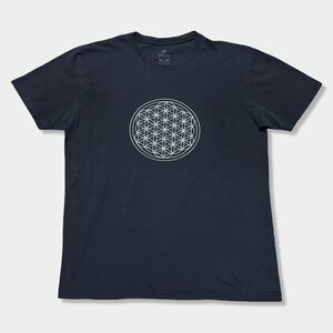 Blk White Vtg Flower Of Life Sacred Geometry Math Meditation Spiritual Tshirt M